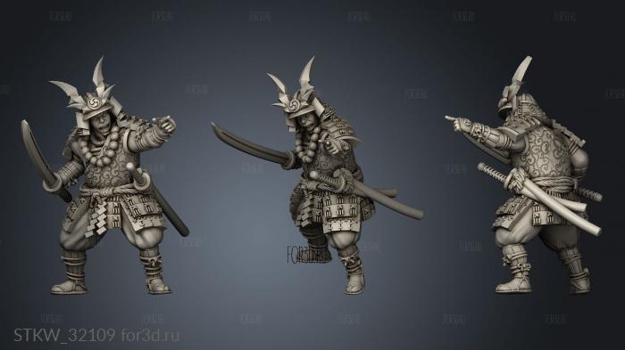 Fantasy Japanese Samurai on Foot Command Captain stl model for CNC