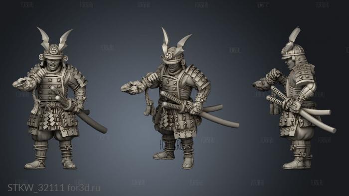 Fantasy Japanese Samurai on Foot Command Musician stl model for CNC