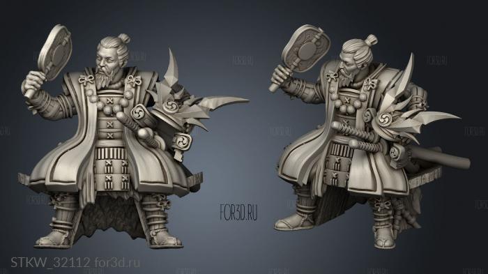 Fantasy Japanese Samurai on Foot Daimyo Seated stl model for CNC