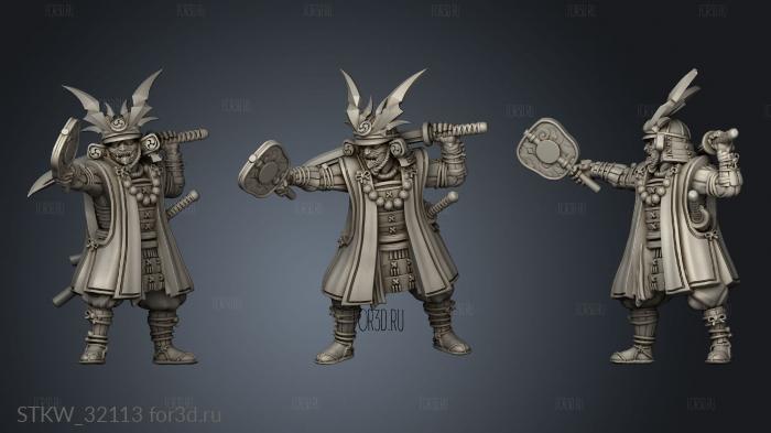 Fantasy Japanese Samurai on Foot Daimyo Standing stl model for CNC