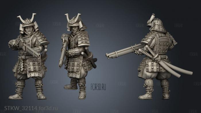 Fantasy Japanese Samurai on Foot Musket Musketmen stl model for CNC