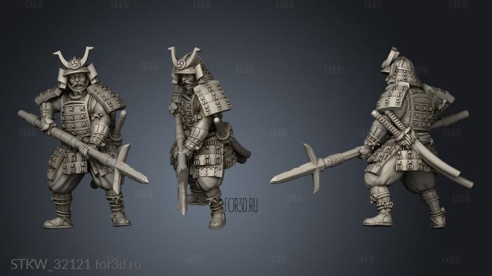 Fantasy Japanese Samurai on Foot Spin stl model for CNC