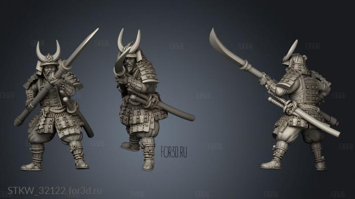 Fantasy Japanese Samurai on Foot Spin stl model for CNC