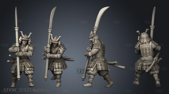 Fantasy Japanese Samurai on Foot Spin stl model for CNC