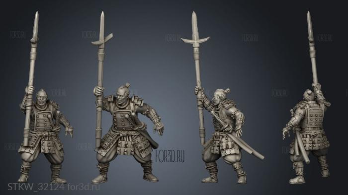 Fantasy Japanese Samurai on Foot Spin stl model for CNC