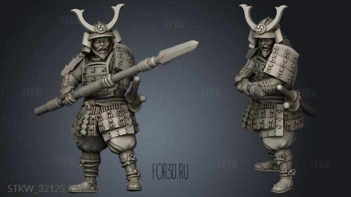 Fantasy Japanese Samurai on Foot Spin stl model for CNC