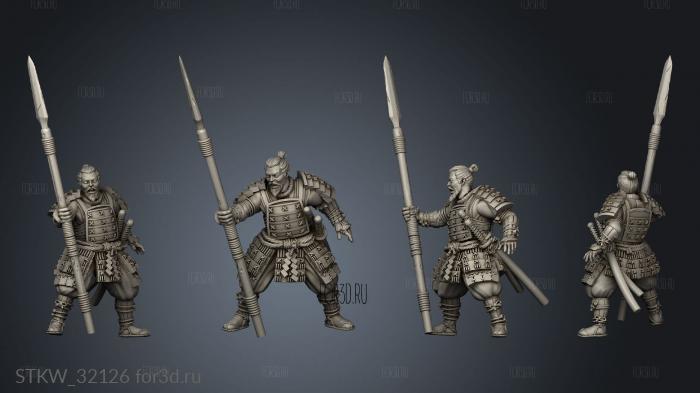 Fantasy Japanese Samurai on Foot Spin stl model for CNC