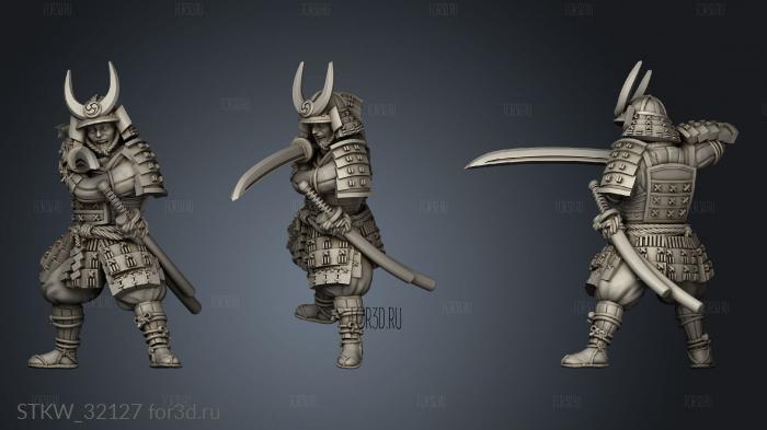 Fantasy Japanese Samurai on Foot Swordsman stl model for CNC