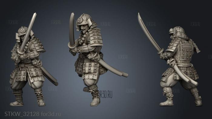 Fantasy Japanese Samurai on Foot Swordsman stl model for CNC