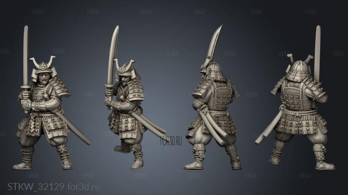 Fantasy Japanese Samurai on Foot Swordsman stl model for CNC