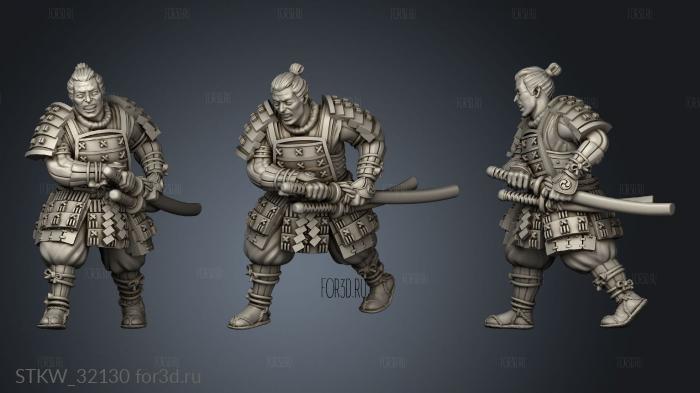 Fantasy Japanese Samurai on Foot Swordsman stl model for CNC