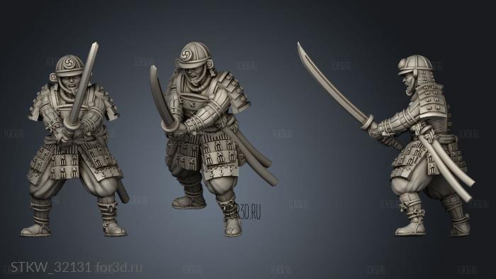 Fantasy Japanese Samurai on Foot Swordsman stl model for CNC