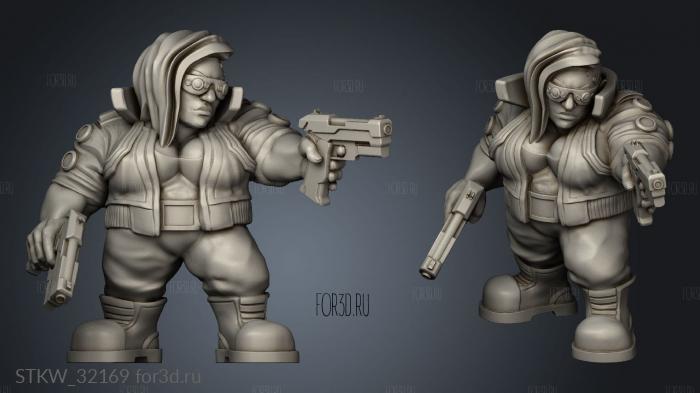 Fantasy Metahumans dwarf street mercenary female stl model for CNC