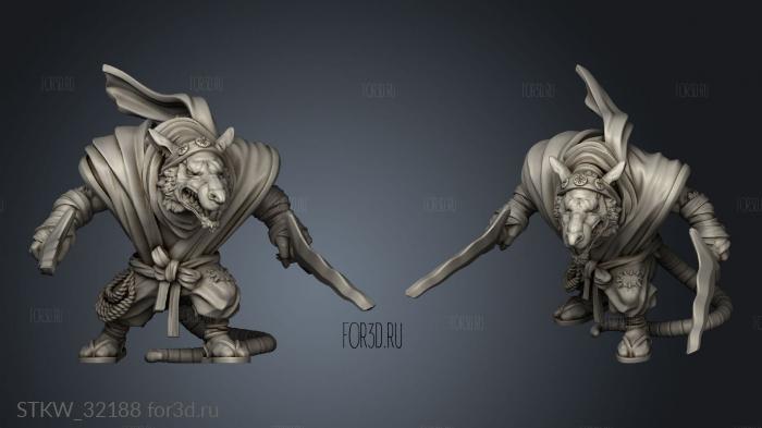 Fantasy Ninja rat stl model for CNC