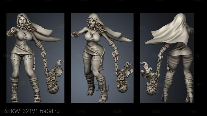 Fantasy Nun censer stl model for CNC