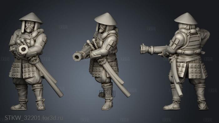 Fantasy Ozutsu Ashigaru stl model for CNC