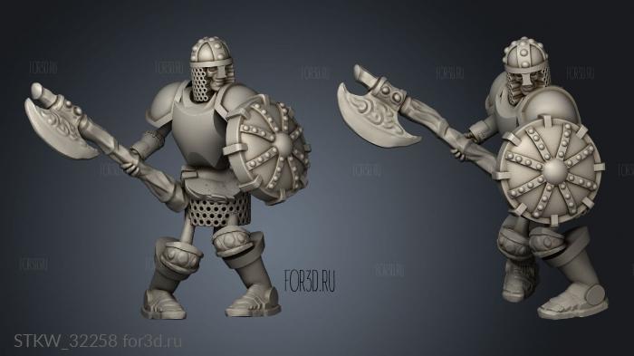 Fantasy skeleton axe shields plate stl model for CNC