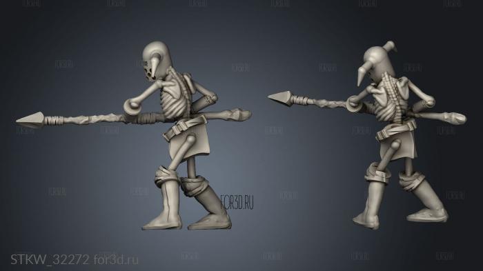 Fantasy skeleton spear stl model for CNC