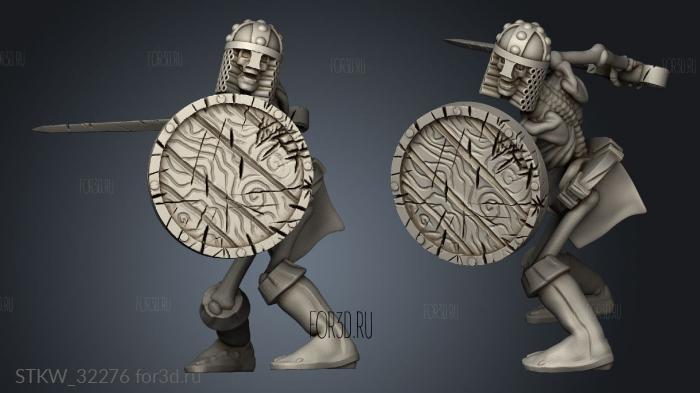 Fantasy skeleton sword shield stl model for CNC