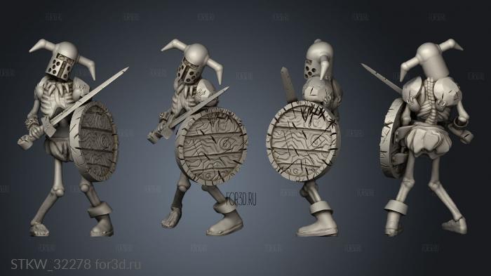 Fantasy skeleton sword shield stl model for CNC