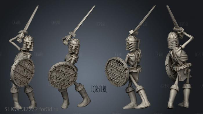 Fantasy skeleton sword shield stl model for CNC