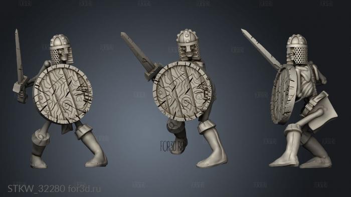 Fantasy skeleton sword shield stl model for CNC