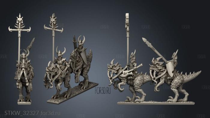 Dire elves Heavy Cavalry elf banner stl model for CNC