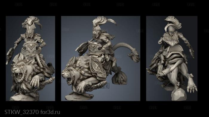 Fantasy Lion cavalry Rider stl model for CNC