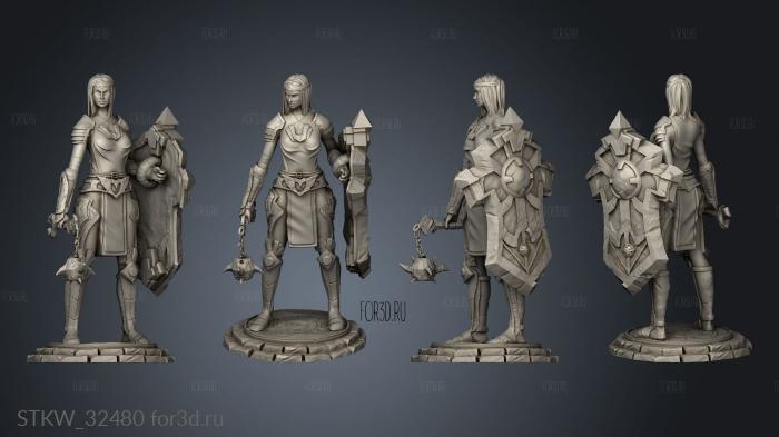 Female human paladin shield stl model for CNC