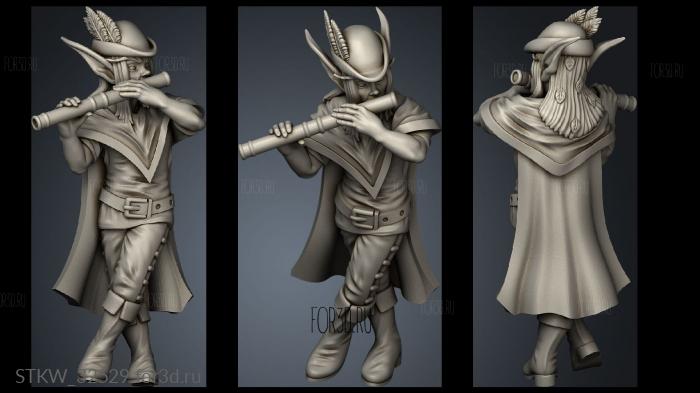 Feywood Stretch Goals Village Folk With Fey Flutist stl model for CNC