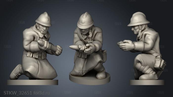 Figurines vehicules France Iver servants debout stl model for CNC