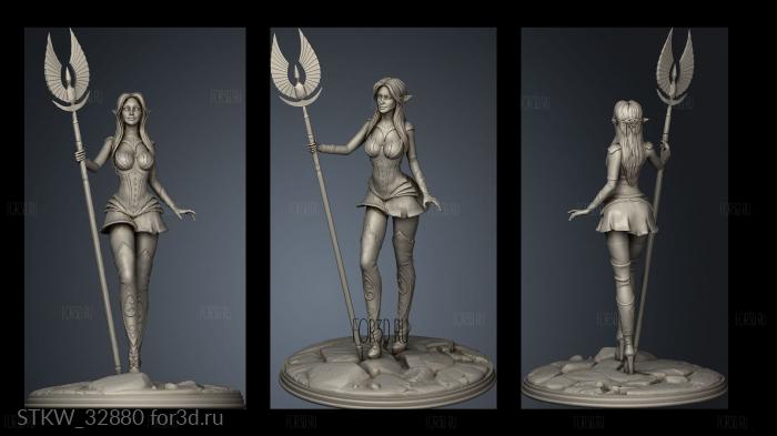 Forest Elf Priestess Statue stl model for CNC