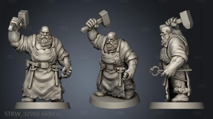 Frostiron Clan Nickeys Hatchery Dwarf Blacksmith stl model for CNC