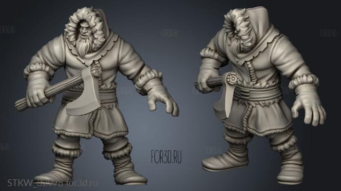 Frozen Tribe Axeman stl model for CNC