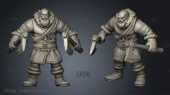 Frozen Tribe Axeman stl model for CNC
