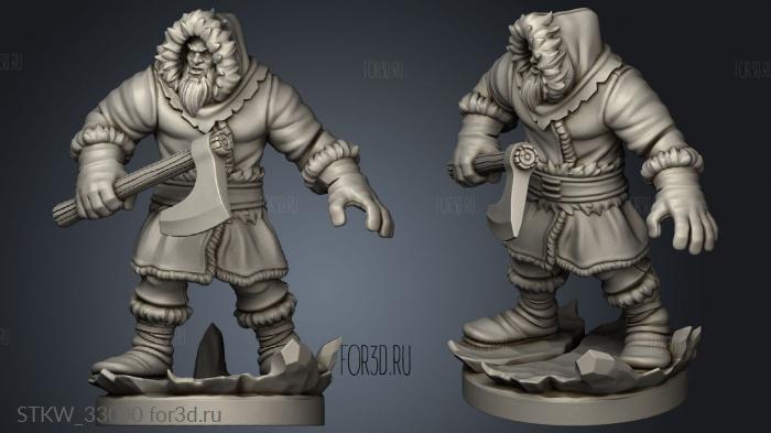Frozen Tribe Axeman stl model for CNC