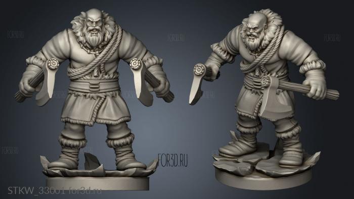 Frozen Tribe Axeman stl model for CNC
