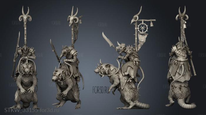 Eman Skaven Chieftain on Poxed Clan Peiens stl model for CNC