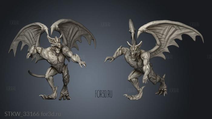 Gargoyle Attacking stl model for CNC