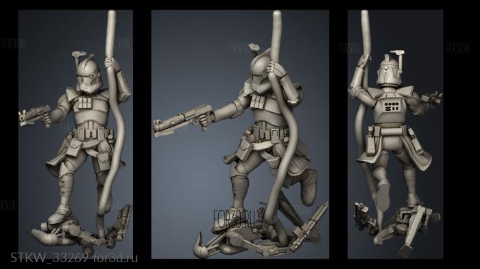 Genetic Trooper Squad Clone Scaling Downed Battle Droid stl model for CNC