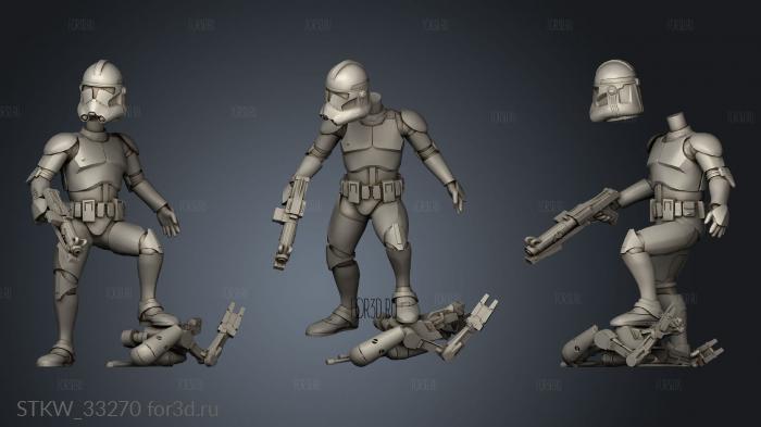 Genetically Engineered Trooper Squad Clone Defeated Droid stl model for CNC