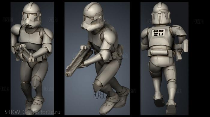 Genetically Engineered Trooper Squad Clone Running stl model for CNC