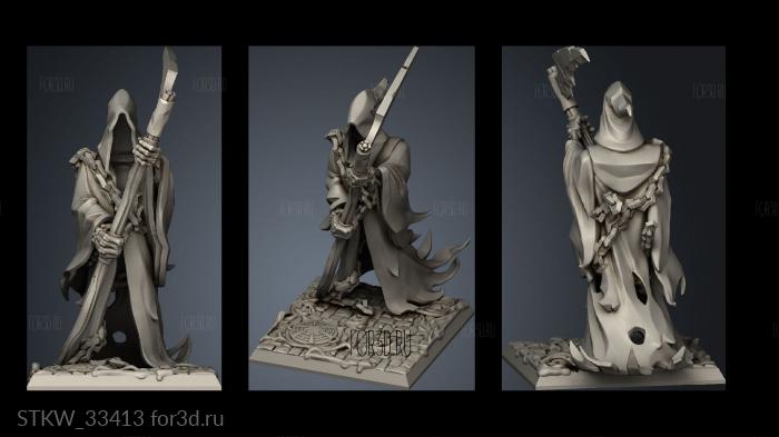 Ghousters Ghost with scythe big square stl model for CNC