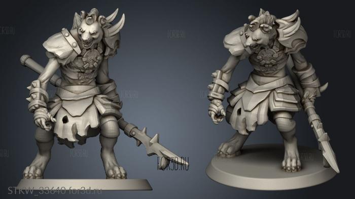 Gnoll Warrior stl model for CNC