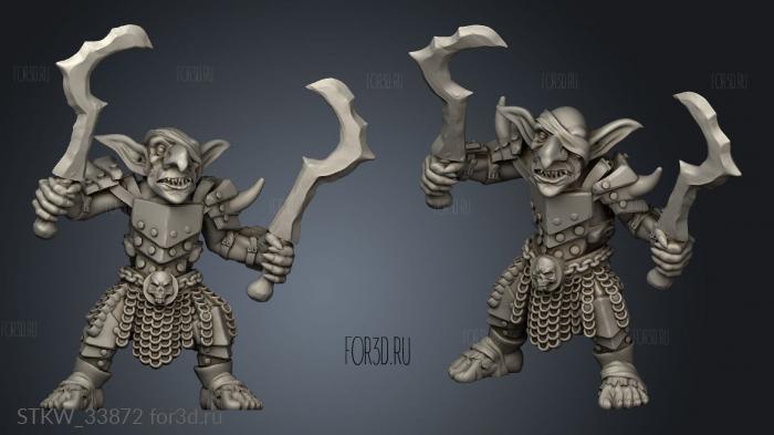 Goblins with dual swords stl model for CNC