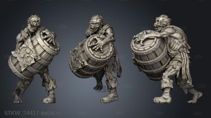 guardian deep and pirates zombie pirate with barrel stl model for CNC