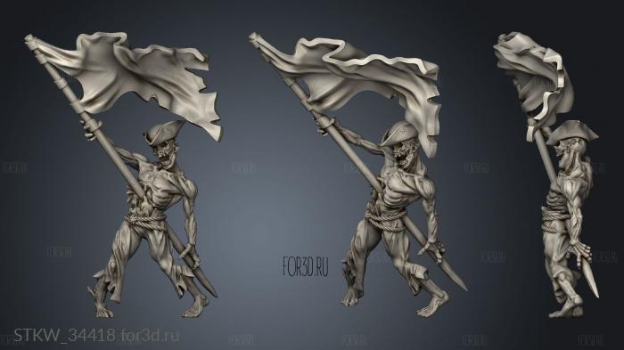 guardian deep and pirates zombie pirate with flag 3d stl модель для ЧПУ