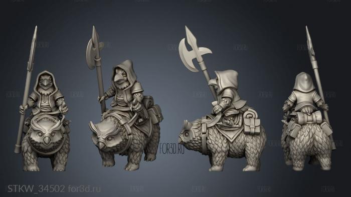 Halberd Owl Bear Rider stl model for CNC