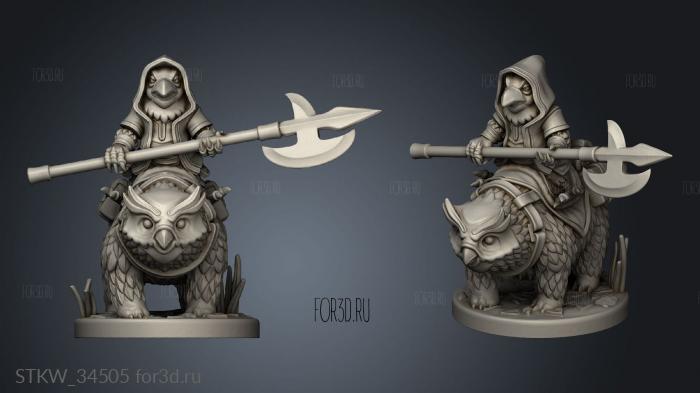 Halberd Owl Bear Rider stl model for CNC