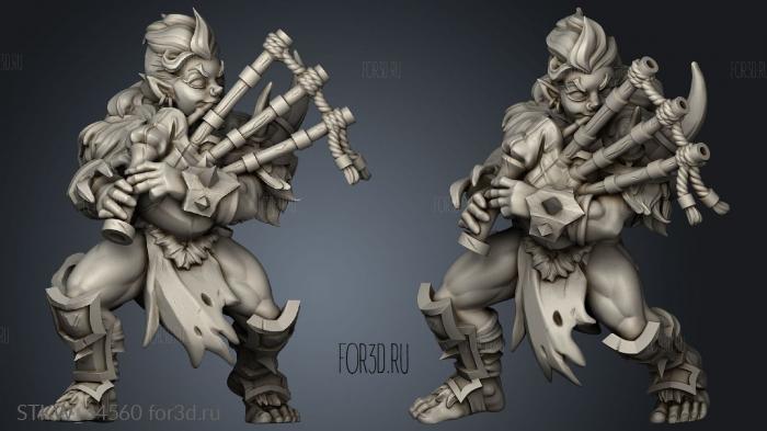 halfling bard bagpipes fire stl model for CNC